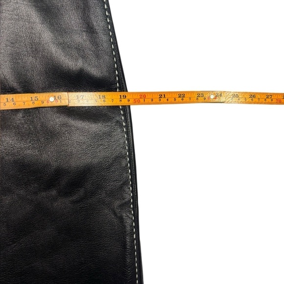 Poleci Soft Black Leather Pencil Stitch Knee Length Skirt Size 8 - Picture 10 of 12